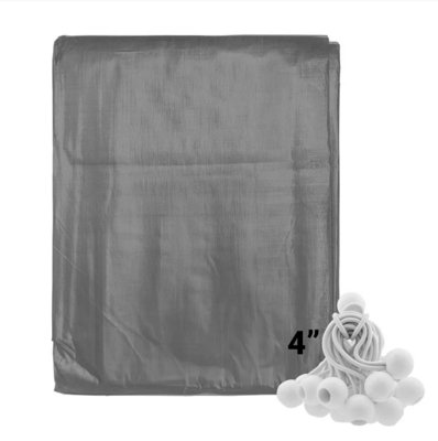 AP Supplies 10M X 12M Grey L-Grade Tarpaulin With 20 X 4" Bungee Balls (White) from B&Q