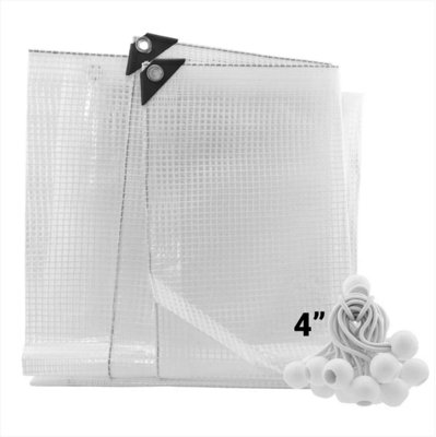AP Supplies 8M X 10M Clear Xl-Grade Tarpaulin With 20 X 4" Bungee Balls (White) from B&Q
