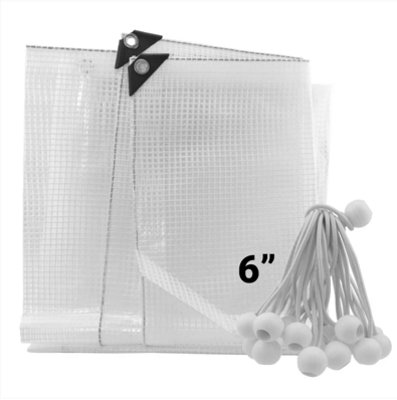 AP Supplies 0.65M X 0.65M Clear Xl-Grade Tarpaulin With 20 X 6" Bungee Balls (White) from B&Q