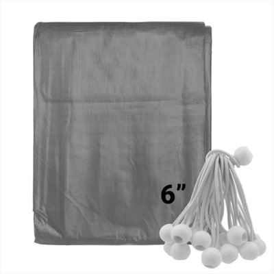 AP Supplies 10M X 12M Grey L-Grade Tarpaulin With 20 X 6" Bungee Balls (White) from B&Q