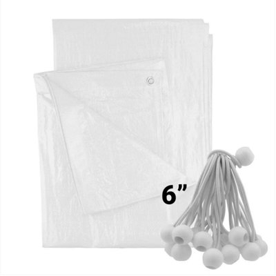 AP Supplies 4M X 8M White M-Grade Tarpaulin With 20 X 6" Bungee Balls (White) from B&Q