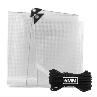 AP Supplies 8M X 10M Clear Xl-Grade Tarpaulin With 10 Meters X 6mm Bungee Rope from B&Q
