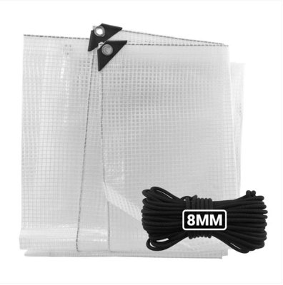AP Supplies 8M X 10M  Clear M-Grade Tarpaulin With 10 Meters X 8mm Bungee Rope from B&Q