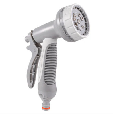 B&Q -  Hose Gun Water Sprayer Multi Pattern AdjustableGray/white