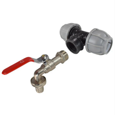 AP Supplies Mdpe Tee 20mm And Lever Tap With Barb Outlet from B&Q