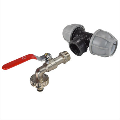 AP Supplies Mdpe Tee 32mm And Lever Quick Connect Tap from B&Q