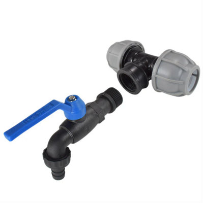 AP Supplies Mdpe Tee 25mm And Nylon Garden Tap With Barb Outlet from B&Q