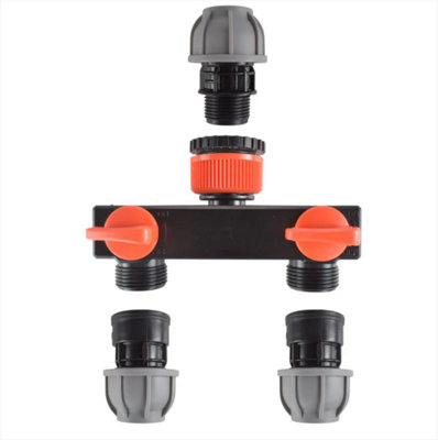 AP Supplies Tap Splitter With Valves And 25mm Mdpe Straight Inlet/outlet Kit from B&Q