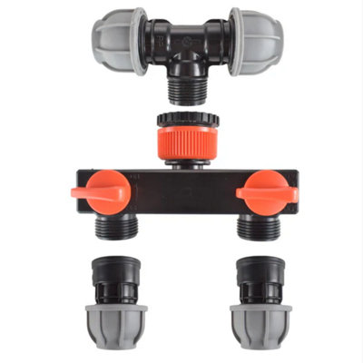 AP Supplies Tap Splitter With Valves And 32mm Mdpe Tee/straight Fittings Kit from B&Q