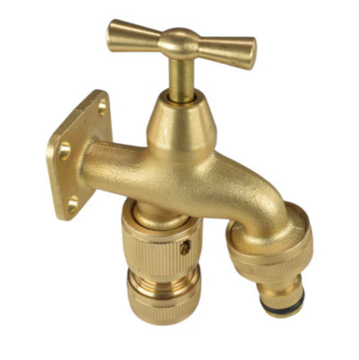 AP Supplies Brass Bib Tap With Quick Connect Inlet And Outlet And Hose Connector from B&Q