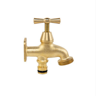 AP Supplies Brass Bib Tap With Quick Connect Inlet 3/4 Bsp Thread Outlet from B&Q