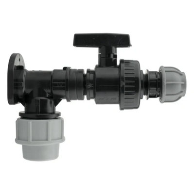 AP Supplies Wall Flange Kit 32mm Mdpe + Large Plastic Valve & 20mm Mdpe Straight from B&Q