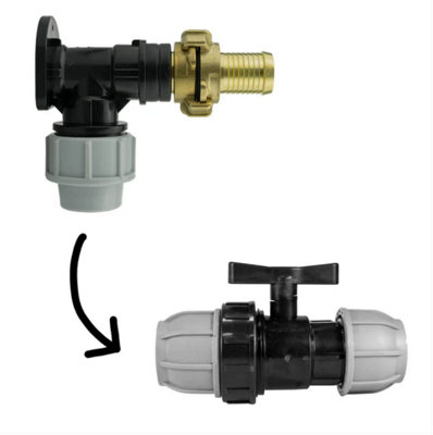 AP Supplies Wall Flange Kit 32mm Mdpe + 32mm Mdpe Valve + 13mm Barbed Geka Set from B&Q