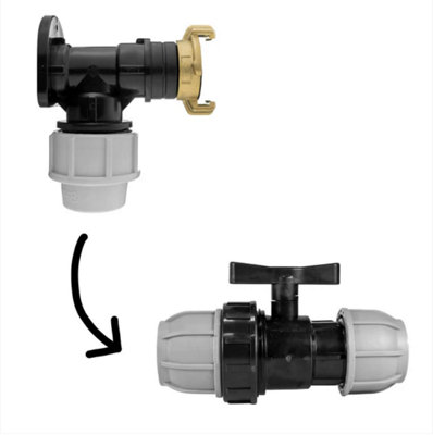 AP Supplies Wall Flange Kit 32mm Mdpe + 32mm Mdpe Valve + 3/4 Bsp Geka from B&Q