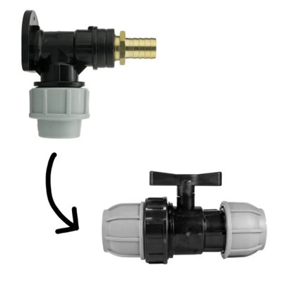 AP Supplies Wall Flange Kit 32mm Mdpe + 32mm Mdpe Valve + 19mm Brass Barb from B&Q