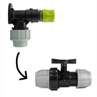AP Supplies Wall Flange Kit 32mm Mdpe + 32mm Mdpe Valve + Female Quick Connector from B&Q