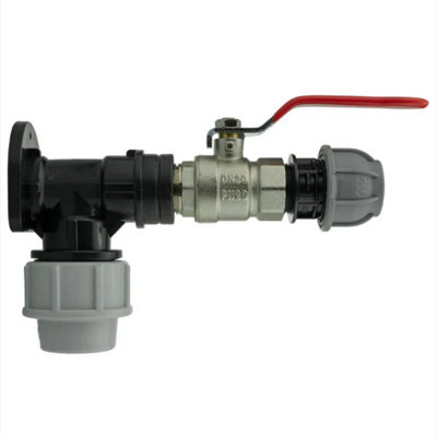 AP Supplies Wall Flange Kit 32mm Mdpe + Lever Valve + 20mm Mdpe Straight from B&Q