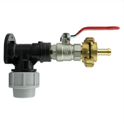 AP Supplies Wall Flange Kit 32mm Mdpe + Lever Valve + 13mm Barbed Geka Set from B&Q