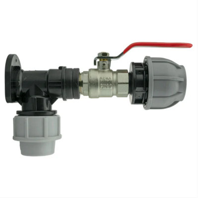 AP Supplies Wall Flange Kit 32mm Mdpe + Lever Valve + 32mm Mdpe Joiner from B&Q