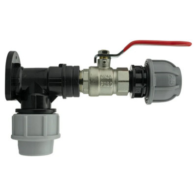 AP Supplies Wall Flange Kit 32mm Mdpe + Lever Valve + 25mm Mdpe Straight from B&Q