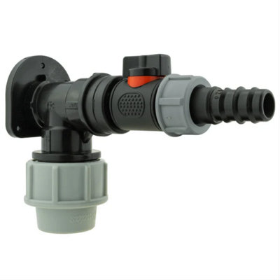 AP Supplies Wall Flange Kit 32mm Mdpe + In-Line Valve + 20mm Barb from B&Q