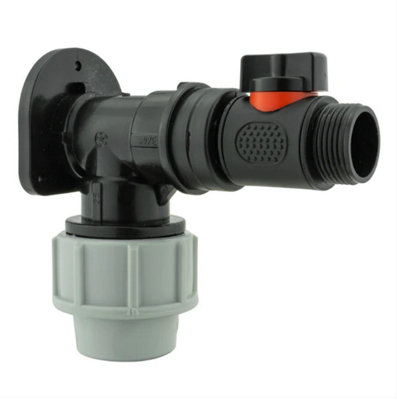 AP Supplies Wall Flange Kit 32mm Mdpe + In-Line Valve from B&Q