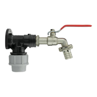 AP Supplies Wall Flange Kit 32mm Mdpe + Lever Tap 3/4 Barb from B&Q