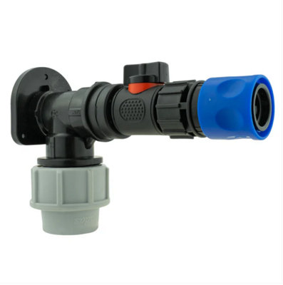 AP Supplies Wall Flange Kit 32mm Mdpe + In-Line Valve & Female Quick Connector from B&Q