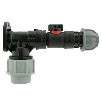 AP Supplies Wall Flange Kit 32mm Mdpe + In-Line Valve + 20mm Mdpe Joiner from B&Q