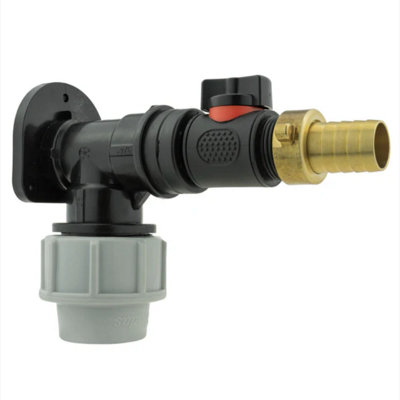 AP Supplies Wall Flange Kit 32mm Mdpe + In-Line Valve + 19mm Brass Barb from B&Q