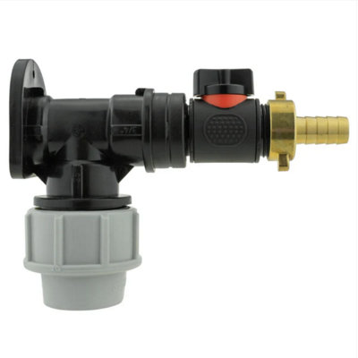 AP Supplies Wall Flange Kit 32mm Mdpe + In-Line Valve + 13mm Brass Barb from B&Q