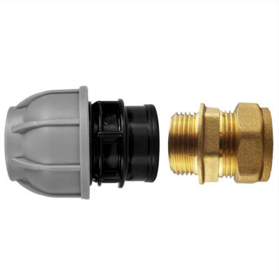 B&Q -  Brass Compression 22mm Straight With 25mm Mdpe Straight