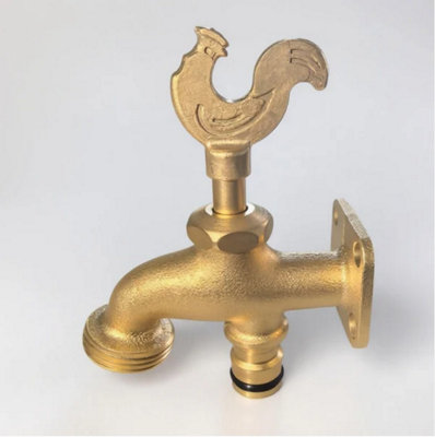 AP Supplies Brass Bib Tap With Quick Connect Inlet 3/4 Bsp Thread Outlet Rooster Design from B&Q