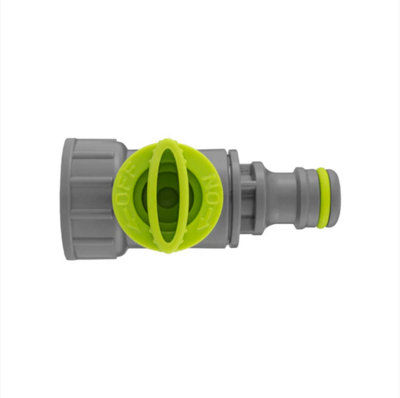 AP Supplies Tap Adapter With Valve 3/4 Bspf Snap On Connector Lime from B&Q