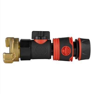 B&Q -  Geka Type Connector With Bspf-Quick Connect Valve & Hose Connector Black Soft