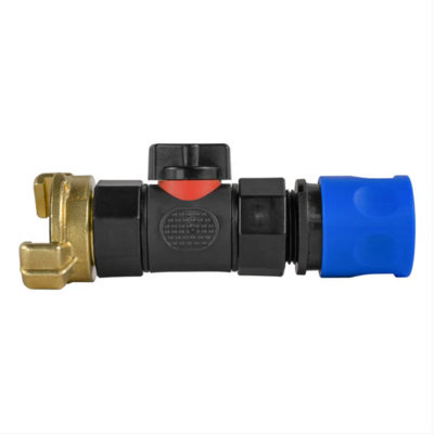 AP Supplies Hose Connector Blue With In-Line Bspf Valve And Geka Type Connector from B&Q