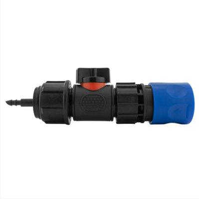 AP Supplies Hose Connector Blue With In-Line Bspm Valve And 4mm Barb Micro Connector from B&Q