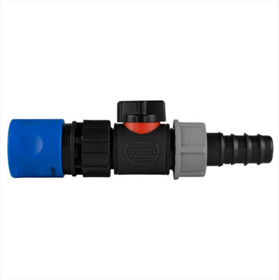 AP Supplies Hose Connector Blue With In-Line Bspm Valve And 20mm Barbed Straight from B&Q