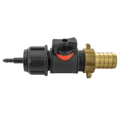 AP Supplies 4mm Barb Micro Connector With In-Line Bspm Valve And 19mm Brass Barb from B&Q