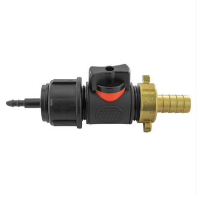 AP Supplies 4mm Barb Micro Connector With In-Line Bspm Valve And 13mm Brass Barb from B&Q
