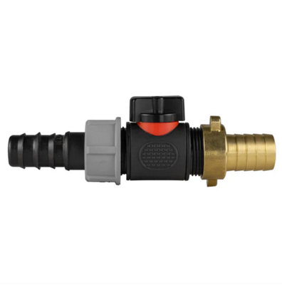 AP Supplies 20mm Barbed Straight With In-Line Bspm Valve And 19mm Brass Barb from B&Q