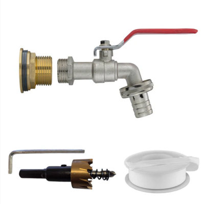 AP Supplies Water Butt Brass Kit 3/4 With Barbed Lever Tap And Drill Bit from B&Q