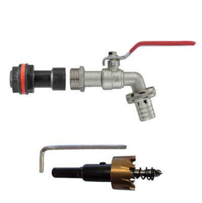 AP Supplies Water Butt Extension Kit 3/4 With Barbed Lever Tap And Drill Bit from B&Q