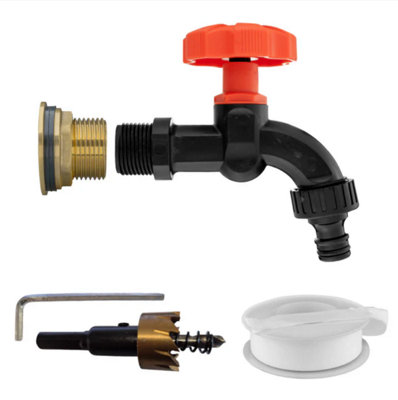 AP Supplies 3/4 Water Butt Brass Kit With Black Dial Tap And Drill Bit from B&Q