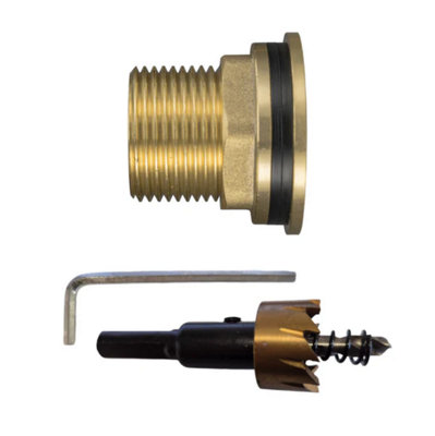 AP Supplies 3/4 Water Butt Brass Bsp Male 1/2 Bsp Female And Drill Bit from B&Q