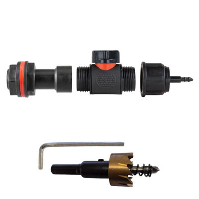 AP Supplies 3/4 Water Butt Extension Kit With In-Line Valve + 4mm Micro Barb And Drill Bit from B&Q