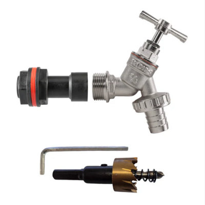AP Supplies 3/4 Water Butt Extension Kit With Nickel Plated Barbed Tap And Drill Bit from B&Q