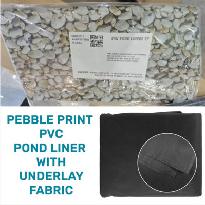 AP Supplies Pond Liner Small Pebble Print Pvc 450Gsm With 50Gsm Underlay Fabric (5M X 6M) from B&Q