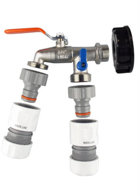 AP Supplies Ibc 2 S60X6 Cap With Double Lever Tap And Max Flo Hose Connectors Set from B&Q
