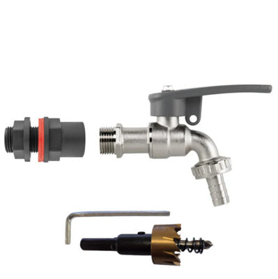 AP Supplies 1/2 Water Butt Kit With Lever Tap Hose Barb And Side Lock And Drill Bit from B&Q